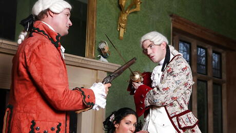 Excellent british brunette porn star Emily B sucking deep dick and takes a cumshot 