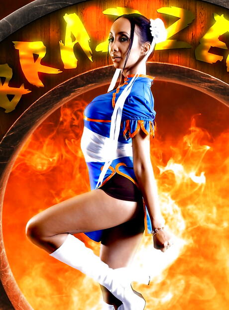 Inviting oriental milf Katsuni exhibiting big titties and pussy 